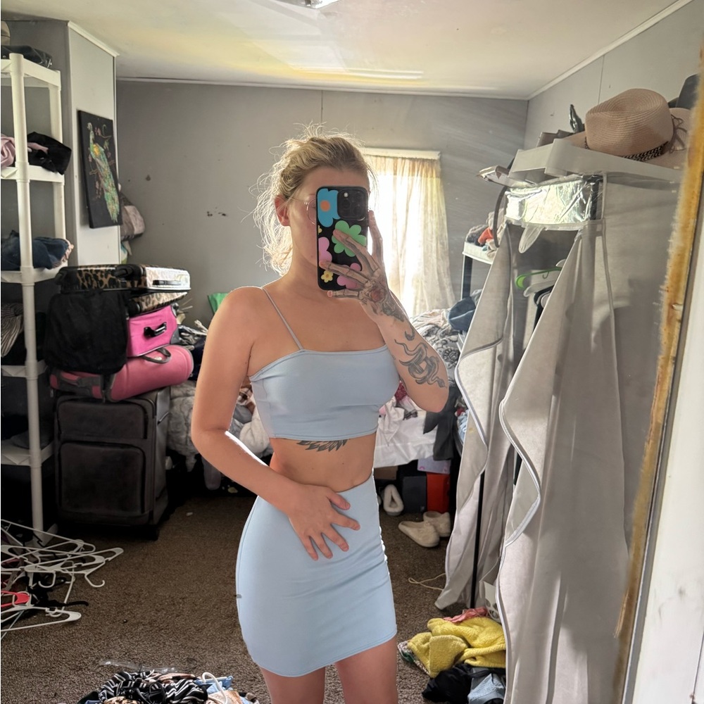 SHEIN Blue Mini Pencil Dress Set for Night Out